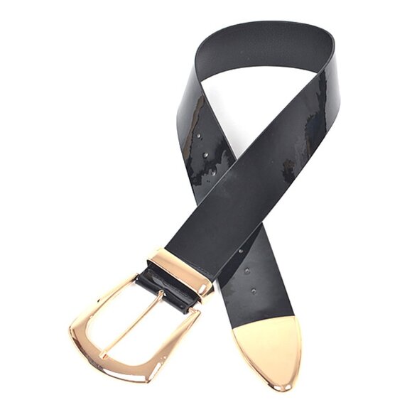 BNWT Plus Size Patent Finish Faux Leather Fashion Wide Belt - Picture 4 of 4